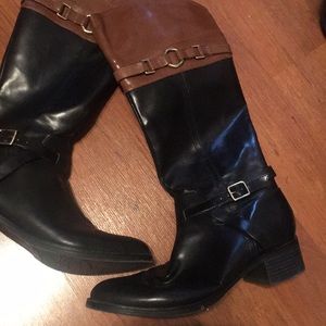 black & brown boots